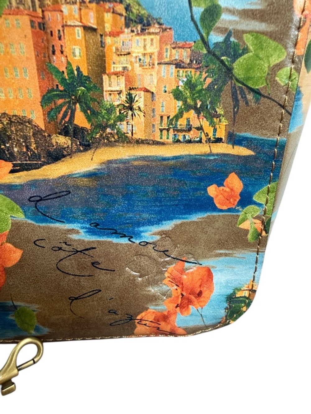 Patricia Nash Mediterranean Print Leather Tote Satchel Crossbody Dust Bag - Picture 3 of 15